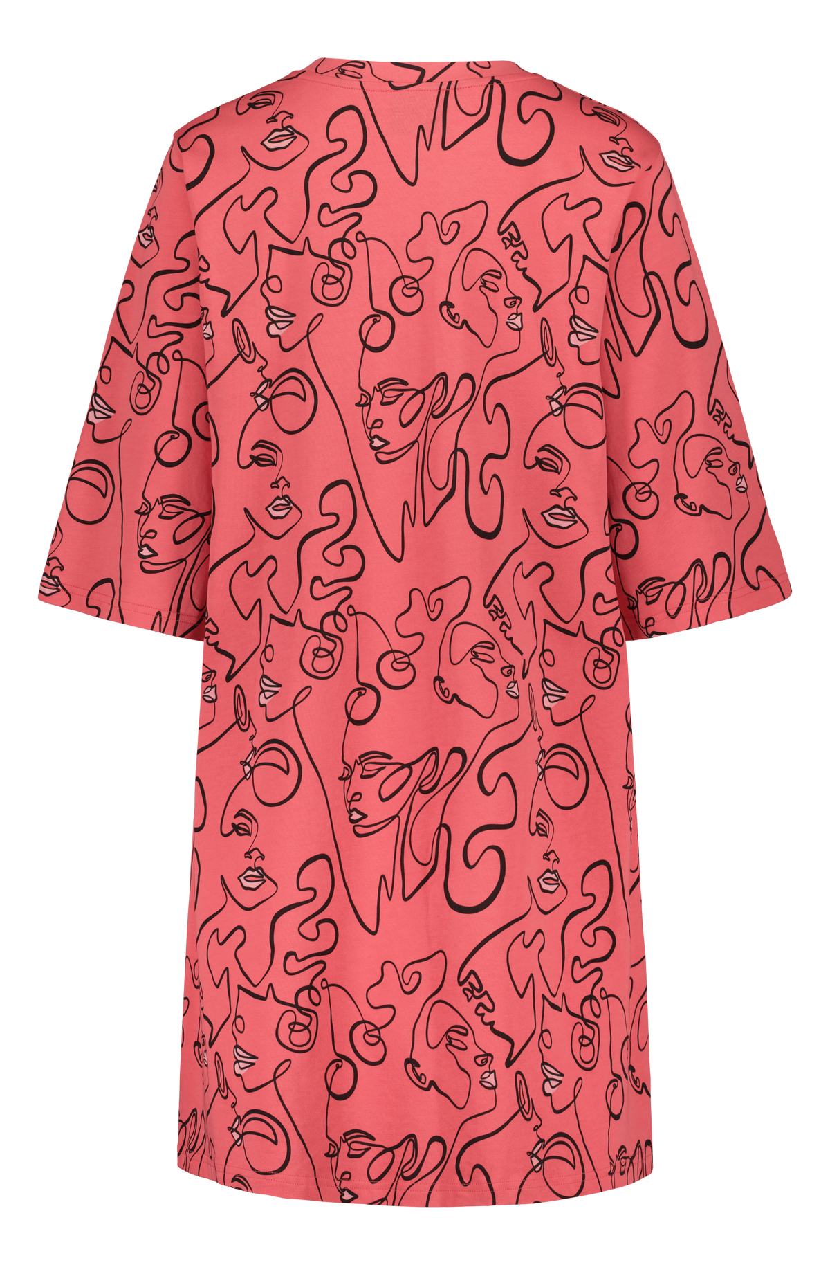 T-SHIRT DRESS WITH POCKETS, Lipstick, Coral Red