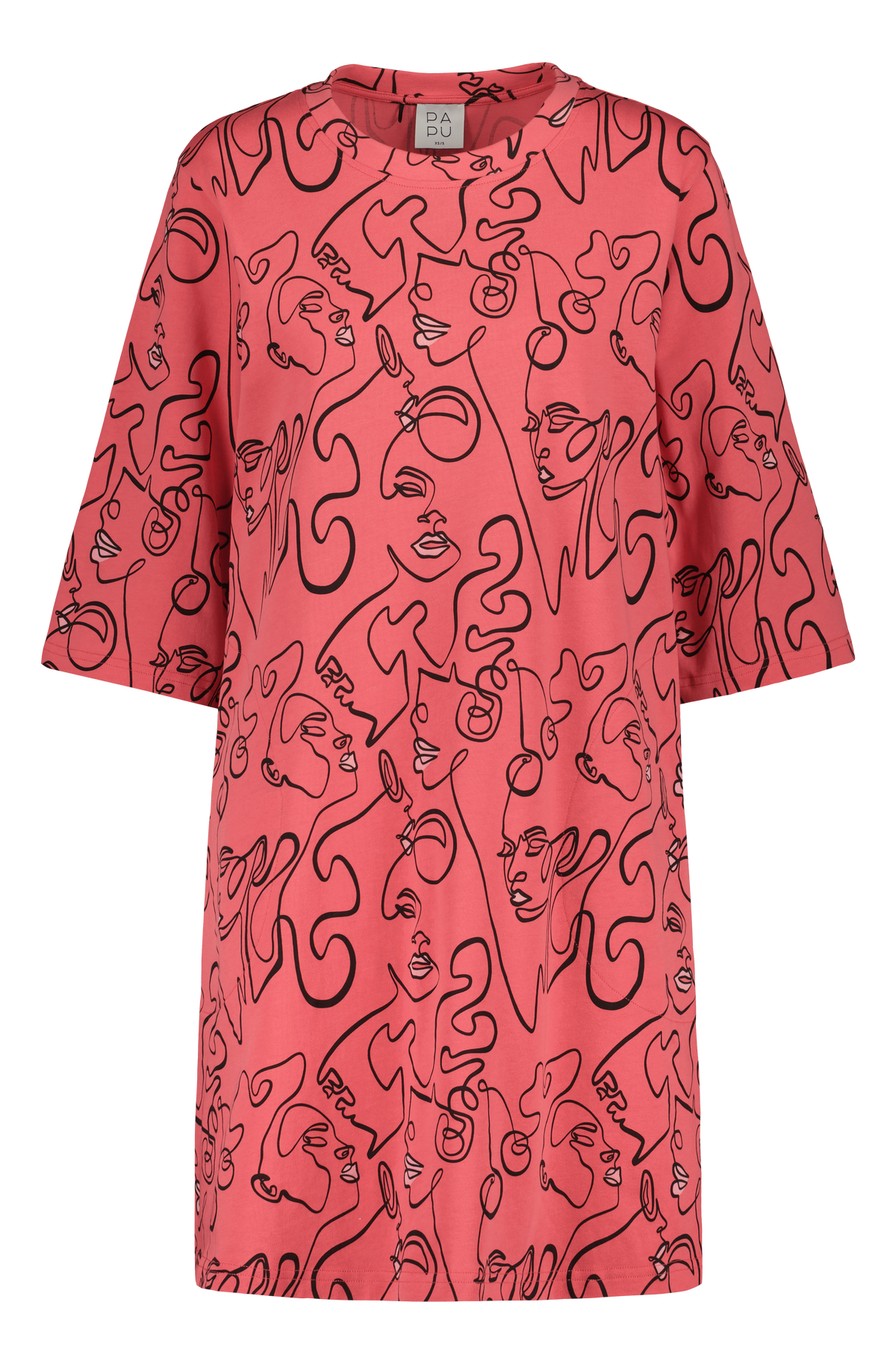 T-SHIRT DRESS WITH POCKETS, Lipstick, Coral Red
