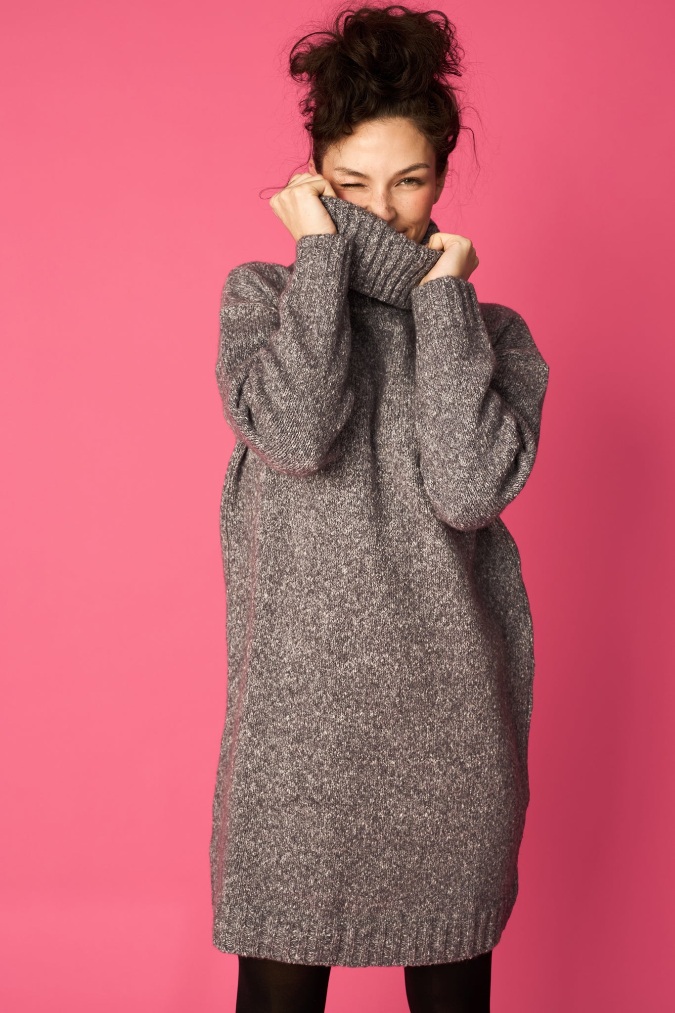 TUBE-mekko, Granit Grey, Fluffy knit